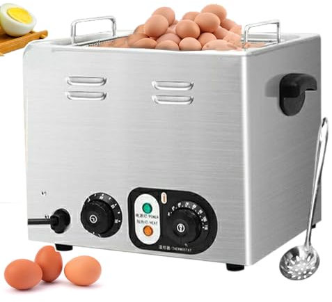 forplubossmmp Cuociuova Commerciale con Cestello A Rete, Cuociuova Automatico con capacità di 45 Uova E Temporizzazione, Macchina Elettrica per Cuocere Le Uova in Acciaio Inossidabile, 30-110 ℃ 6l