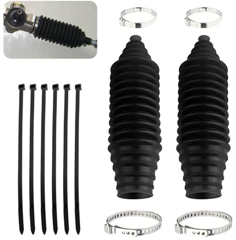Tie Rod Boot Kit with Pinion Bellow Cable Ties and Clamps,Waterproof & Dustproof Rack and Pinion Boot for Steering System Protection,Silicone Inner Tie Rod Boot Car Accessories (Black)