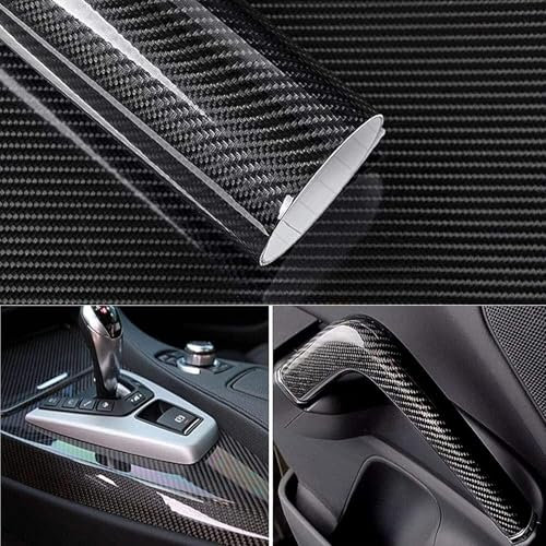 PVUEL 6D Premium Carbon Folie Auto,Schwarz,300X30cm,Selbstklebend Autofolie aus Vinyl, Auto Schutz Carbon Folie,Hochwertiger Schutz für Motorräder,Mäuse, Motorradhelme, Gamecontroller und mehr