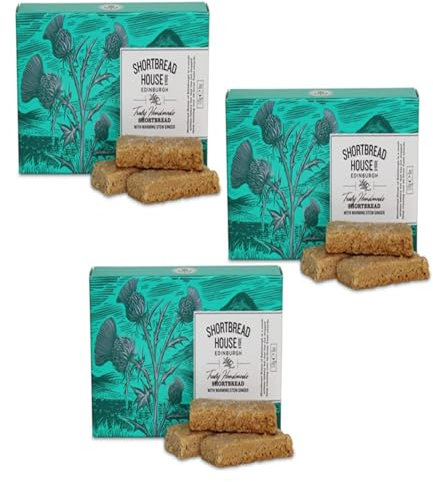 Shortbread House | Fingers Biscotti Zenzero | Scatola Biscotti Burro e Zenzero | Biscotti Inglesi Burro Astuccio - 3 x 170 Gr