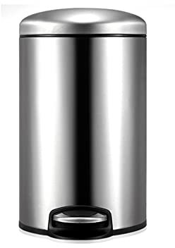 Pattumiera in acciaio inox da 12 l, con pedale e coperchio, per cucina, bagno e ufficio, grande cestino per la carta per soggiorno, design creativo e semplice