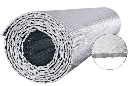 Rouleau d'isolation de Toit, Film d'isolation Thermique, Film Isolant à Bulles, Film réfléchissant la Chaleur, économiseur d'énergie pour Toit et véranda (1 x 1 m)
