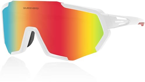 Queshark Lunette Velo, Lunette Running Homme Femme, Léger | Protection UV400 | TR90 Cadre | Antidérapante, Lunette de Cyclisme pour Cyclisme Conduite Golf Baseball Volleyball