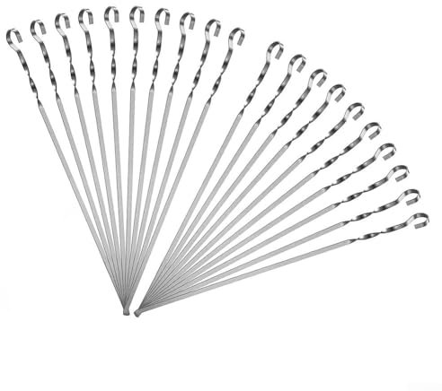Lot de 12 brochettes de barbecue en acier inoxydable pour griller de la viande et des fruits de mer avec un design de rangement pratique