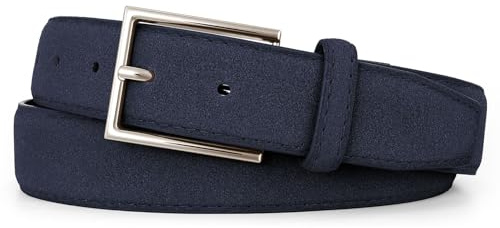 JasGood Wildleder Gürtel für Herren Business Ledergürtel 33mm Breit Freizeitgürtel Formelle Anzuggürtel Herrengürtel für Männer Jeans Hosen,Marineblau,110cm