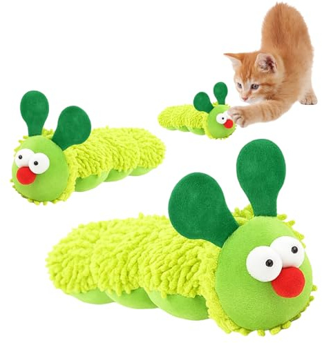 QhgPnt Cat Toys, 2Pcs Catnip Toys for Cats, Cat Chew Toy with Plush Caterpillar Design, Cats Chew Toy For Teeth Cleaning, Encourages Natural Hunting Instincts and Dental Health