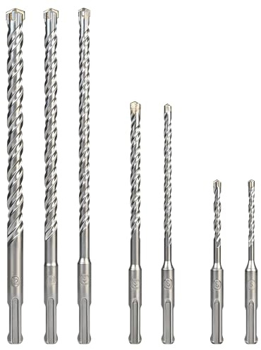 Flaveano Foret Beton SDS Plus, Set de 7 Meche pour Beton, Brique, Roche Et Marbre