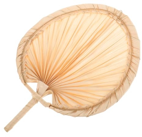 GLEAVI Ventaglio Portatile in Foglia di Palma Intrecciata Mano Estivo Cinese Manico per Feste e Decorazioni Leggero e Compatto