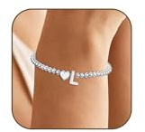 KLIFOWDY Armband Damen mit Buchstaben A-Z Herz Charm verstellbar | Perfekte Geburtstagsgeschenke für Frauen, Freundin Schwester