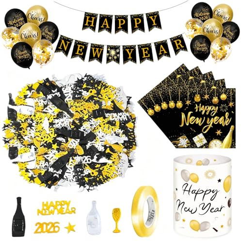 finemark Lot de 30 serviettes Happy Birthday + 100 confettis décoration d'anniversaire + 20 ballons – Décoration de table pour fête d'anniversaire, serviettes en papier pour mariage, printemps, Pâques