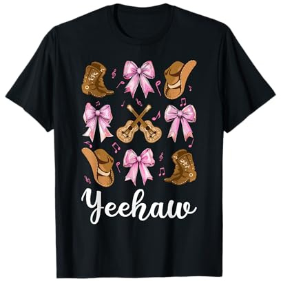 Yeehaw Guitare Western Southern Country Music Cowgirl T-Shirt
