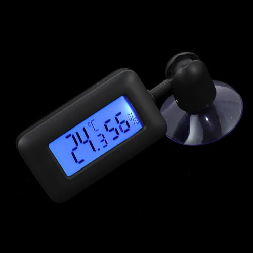 Digital Reptile Thermometer and Abs with 360 Degree Rotation | Black Rotary Suction Cup Design, Induction Operation, for Fish Tank and Reptile Terrarium, 1 Battery Included