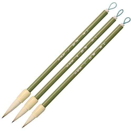 TENYELE Lot de 3 pinceaux de calligraphie chinoise pour calligraphie japonaise traditionnelle, 3 tailles différentes