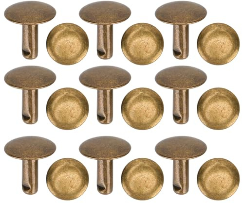 Hztyyier Remache de Doble Tapa, Remache de Tapa Redonda de Hierro para Bolsos de Cuero, Ropa, 200 Juegos de 10x10 Mm (hierro 2)