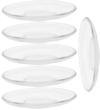 DOITOOL Set 6 Piattini in Vetro per Tazzine da Tè, Sottobicchieri Trasparenti, Design Semplice e Lavorazione Fine, per Casa e Hotel Riutilizzabile