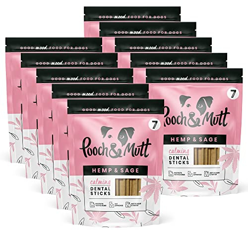 Pooch & Mutt - Calming Dental Sticks, Hemp and Sage Flavour, 251g pack of 10