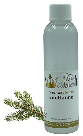 Dufte Momente | Saunaduft Konzentrat Edeltanne 250ml | naturreine und natürliche ätherische Öle | für Finnische Sauna, Banja, Biosauna, Sanarium, … | vegan und ohne Tierversuche