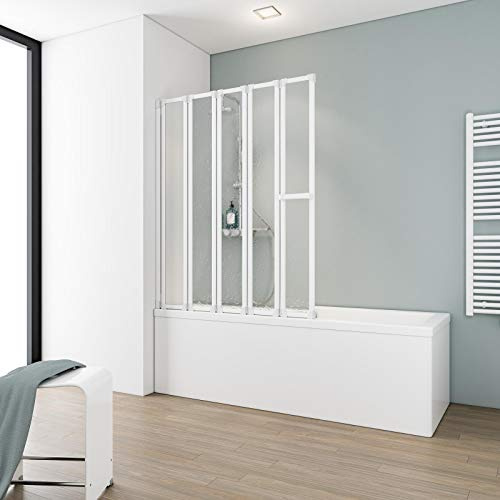 Schulte Duschwand für Badewanne 115x140 cm, faltbar, Alpinweiß | Badewannenaufsatz aus Kunstglas Softline hell mit einfachem Aufbau, langlebiger Ausführung und Herstellung in Deutschland.