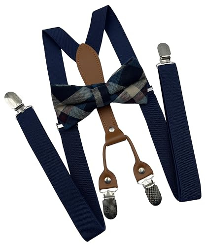 Set bretelle e papillon - bretelle elastiche da uomo + papillon per matrimonio, eventi Navy blue1