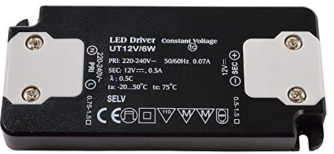 Alimentatore trasformatore SLIM 6W 12V DC 500mA lampade strisce LED 220V IP20