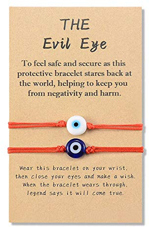 YELUWA 2 PCS Bracelet Mauvais Oeil de Bonne Chance Kabbalah pour Femmes Hommes, Corde Rouge/Noir