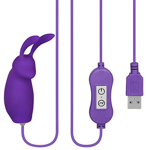 EIS Vibro-Bullet im Hasen-Design | 20 Vibrationsprogramme | 9,6 cm | Erotik | Hautfreundlicher Silikon Vibrator mit geteilter Spitze | Für Frauen | Hasenförmig mit Kabelfernbedienung | Wiederaufladbar