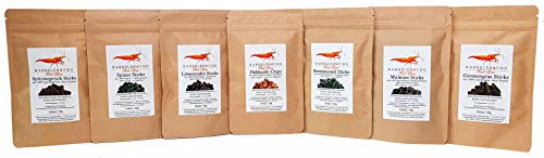 GARNELEN4YOU® Feed Line Plus-Bundle | hochwertige Futter-Sticks/Chips für Aquarienbewohner wie Garnelen, Krebse und Schnecken | 7er Bundle: Hok - BRE - Löw - Spin - Wal - Ger - Spitz