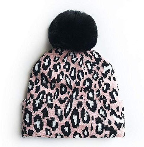 NC Leopard Enfants Pom Beanie Chapeaux Unisexe Enfants Bonnet Bonnet Enfants Hiver tricoté Chapeaux Bonnet Chapeau Fourrure Boule Pom Pom Cap Chaud Hiver Chapeaux léopard Tricot Casquette