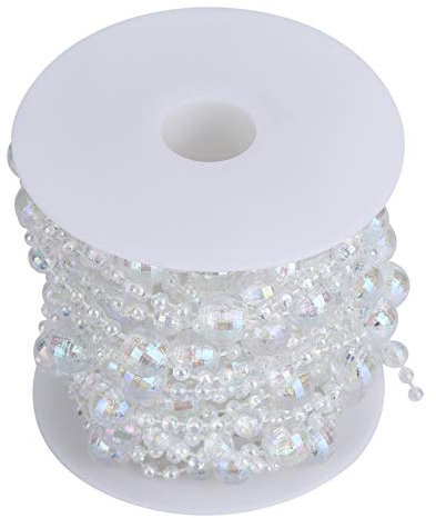 Pilipane 10M Christmas Bead Chain, Christmas Tree Beads Garland,Hanging Crystals, Clear Glass Icicle Ornament, Synthetic Bead Garland Rectangle Tree Decorations Prism for Centerpieces