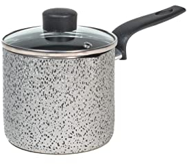 Home Salt Npepper Bollilatte in Alluminio con Rivestimento Antiaderente, Coperchio in Vetro, 12cm