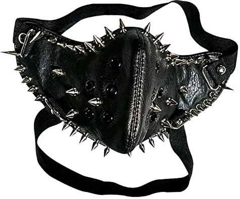 WORNEW Punk-Ledermasken PU Leder Fashion Half Face Punk Rollenspiel Staub Niet Maske Steam Punk Motorrad Fahrrad Maske Steampunk Masken