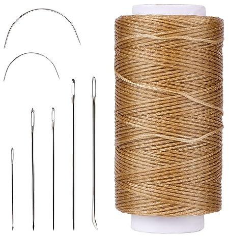 Namner Ledergarn, Leder Wachsfaden 150m, Wohnung Ledergarn Gewachst Khaki | Buchbinden Garn, Ledernähgarn mit Ledernähnadeln für Lederhandwerk, Heimwerken und Reparieren von Lederartikeln