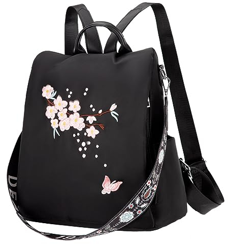 Eshow Rucksack Damen Klein, Anti-Diebstahl Elegant Cityrucksack Tagesrucksack, Kleine 3 in 1 Rucksackhandtasche für Mädchen Und Frauen, Rucksacktasche Modern für Pendeln Schule Arbeit Reise Schwarz