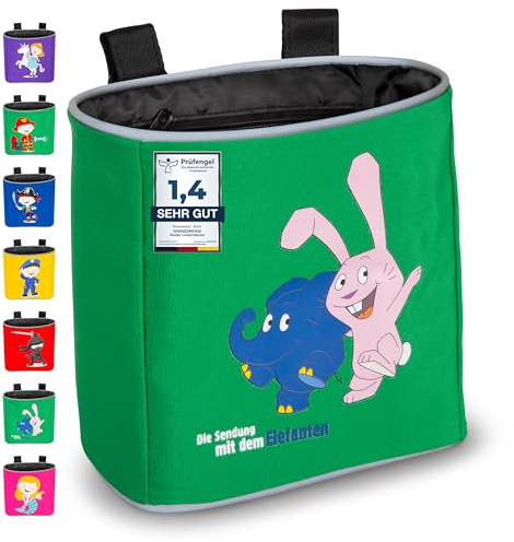 GRINSEZWERGE Kinder Lenkertasche | Die Sendung mit dem Elefanten | Laufrad Lenkertasche | Fahrrad Lenker Tasche | Fahrradkorb Fahrradtasche Laufradtasche Lenkerkorb | Zubehör Kinderfahrrad