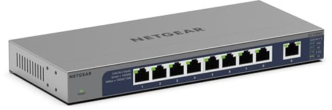 NETGEAR 8-Port 1G/10G Multi-Gigabit Ethernet Unmanaged Switch (GS108MX) - with 1 x 10G/Multi-gig RJ-45 Ethernet Uplink, Desktop or Wall Mount, and Limited Lifetime Protection