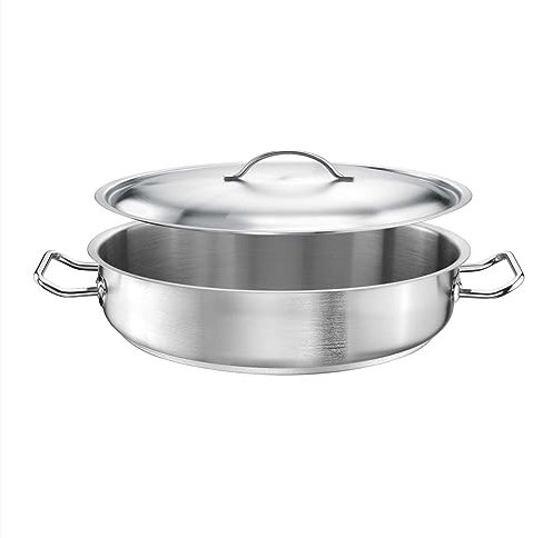 Tomgast Marmite basse 22 L | Acier inoxydable | Idéale pour cuisson large | Graduation intérieure | avec un couvercle | Pour cuisine professionnelle