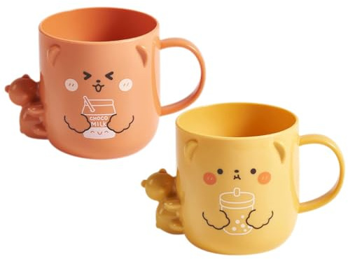 Gatuida 2 Pcs Children's Plastic Mug Plastic Drinking Glasses Spit Cup Unbreakable Toothbrush Cup Plastic Coffee Cups Bathroom Brushing Cup Plastic Drinking Cups Animal Student re-usable