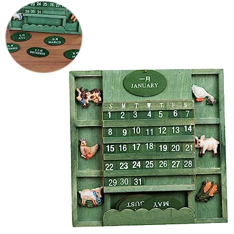 STOBOK Tischkalender immerwährender kalender geschenkidee für reisende büro dekoration geschenkeidee dekosand grün Holzkalender Desktop-Kalender Handbuch ewiger Kalender Plakette Hölzern