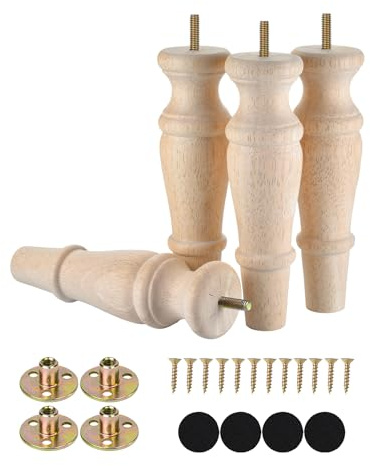 Michanco Wooden Furniture Legs 8 Inch Set of 4 Unfinished Replacement Parts for Couch Sofa Chair Ottoman Cabinet