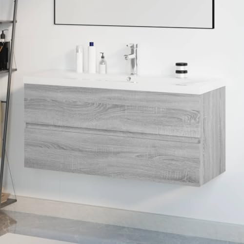Générique Meuble lavabo avec Bassin intégré Sonoma Gris Bois d'ingénierie,Meubles-lavabos de Salle de bains-3152889