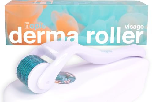 HOPIE Dermaroller Visage Femme, 540 Micro-Aiguilles de 0,3 mm en Acier Chirurgical, Soin de la Peau par Microneedling, Réduit les Imperfections