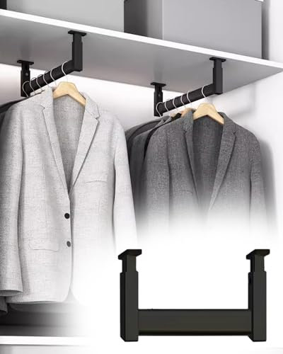 Bastone Armadio Appendiabiti Barre Guardaroba Con Montaggio Superiore per Appendere Gli Abiti, Appendiabiti Sotto L'armadio per L'home Office, Supporto per Tubo Servomuto Regolabile in Altezza, Carica