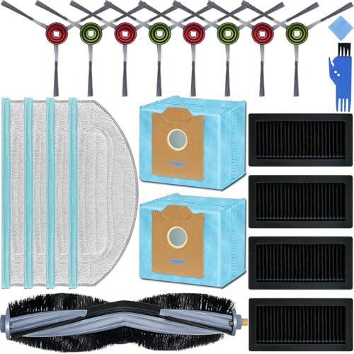 EATBALE Replacement Parts Accessories for Yeedi CC/Cube Robot Vacuum Cleaner, 1 x Main Roller Brush, 8 x Side Brushes, 4 x HEPA Filters, 4 x Mop Pads, 2 x Dust Bags, with Cleaning Tool (19 Pack)