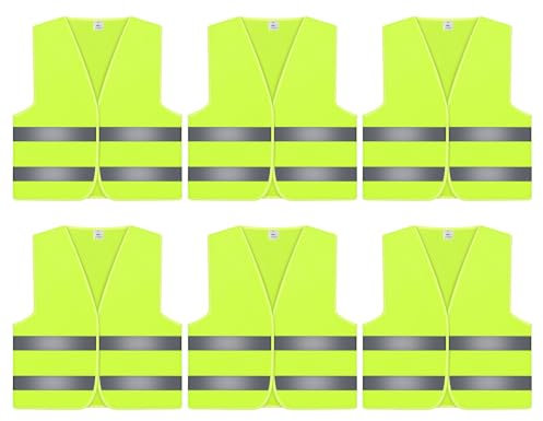 360°Reflective All-Round Vest - 6 Reflective Safety Vests, Reflective-High Visibility Vest, Car Breakdown Vests, Safety Vests with Reflective Strips for Driver Worker (yellow)