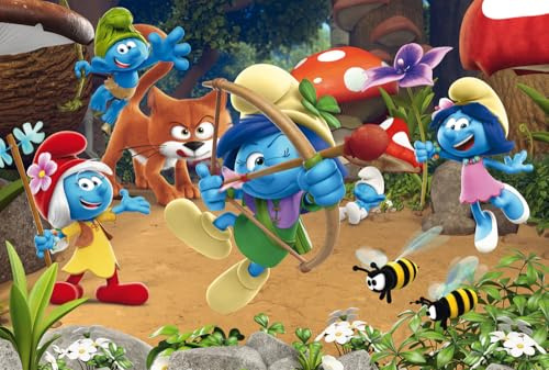Schmidt Spiele 56522 Die Schlümpfe, Azrael in Schlumpfhausen, 60 Teile Kinderpuzzle, inklusive 2 Figuren