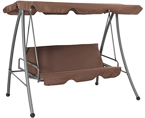 Somanki Hollywoodschaukel mit Sonnendach, Gartenschaukel, Garten Schaukel, Schaukelgestell, Schaukel Garten, Schaukelgerüst, Kaffeebraun