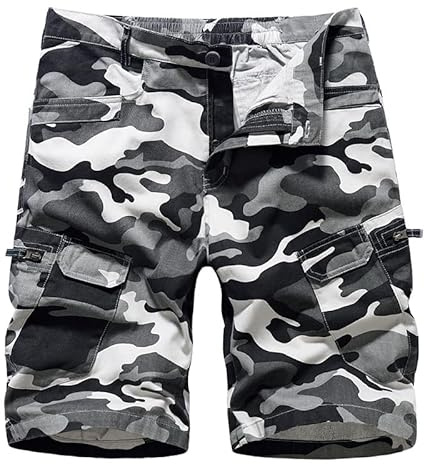 Misfuso Kurze Hosen Herren Shorts Cargo Shorts Camouflage Sommer Freizeithose Sport Camping Wandern Tarnen Baumwolle Arbeitsshorts