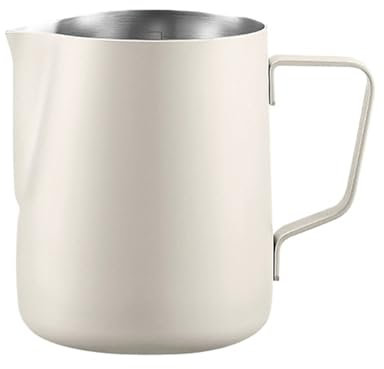 Lechera Acero Inoxidable Jarra for espumar leche Barista, accesorio for jarra for espumar leche, tarros de acero inoxidable, Espumador de leche, tirador de café, taza de flores para Espumar(350ml,Whit
