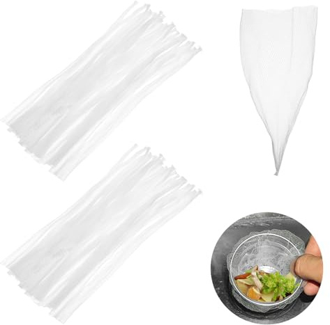 sourcing map 300Pcs Kitchen Sink Strainer Mesh Bags, 7.9 Polyethylene Disposable Anti-Clogging Strainer Filter Bags for Collecting Kitchen Food Waste Leftover Garbage, White