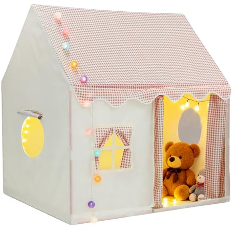 Kinderspielzelt Großes Fassungsvermögen Kinder Indoor Spielhaus Kinderzelt mit Fenster Licht für Geburtstagsfeiern Kuschelecke Kinderzimmer Dekoration